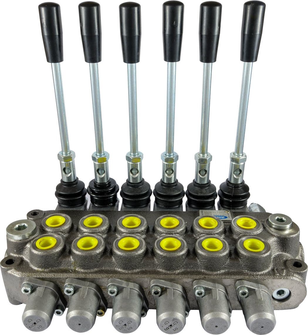 Distributore idraulico da 3/8" a 6 leve doppio effetto 40L