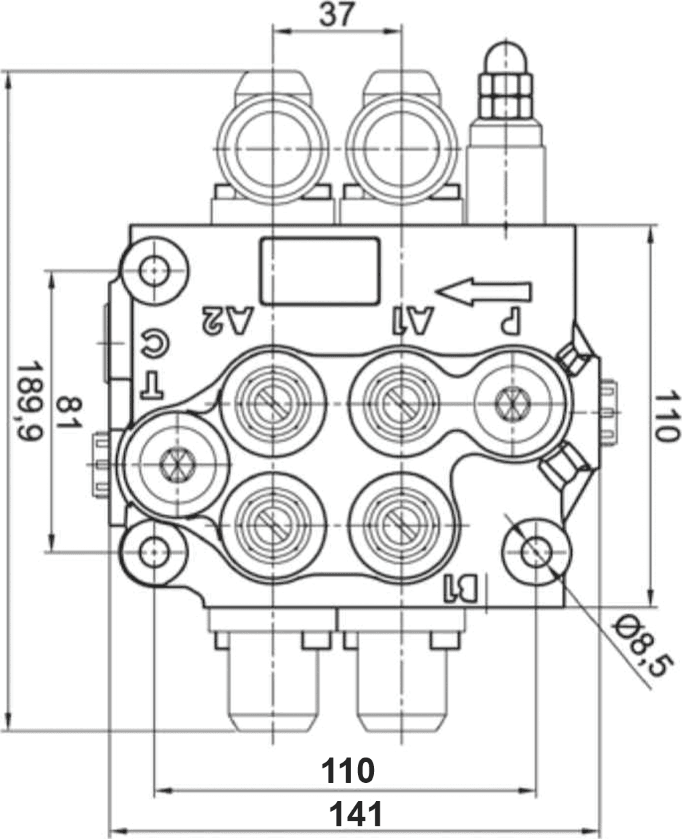 Distributore oleodinamico Ama a 2 leve doppio effetto - 40L - 9