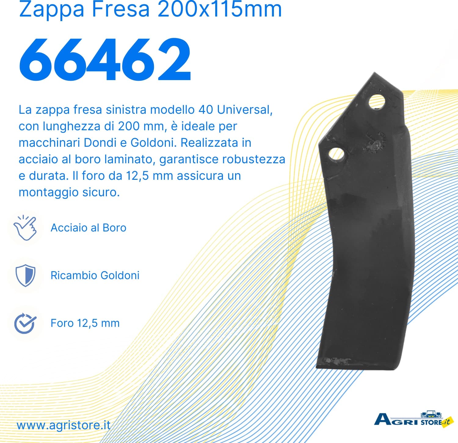 Zappa fresa sx 200x115mm con foro 12,5mm - 6