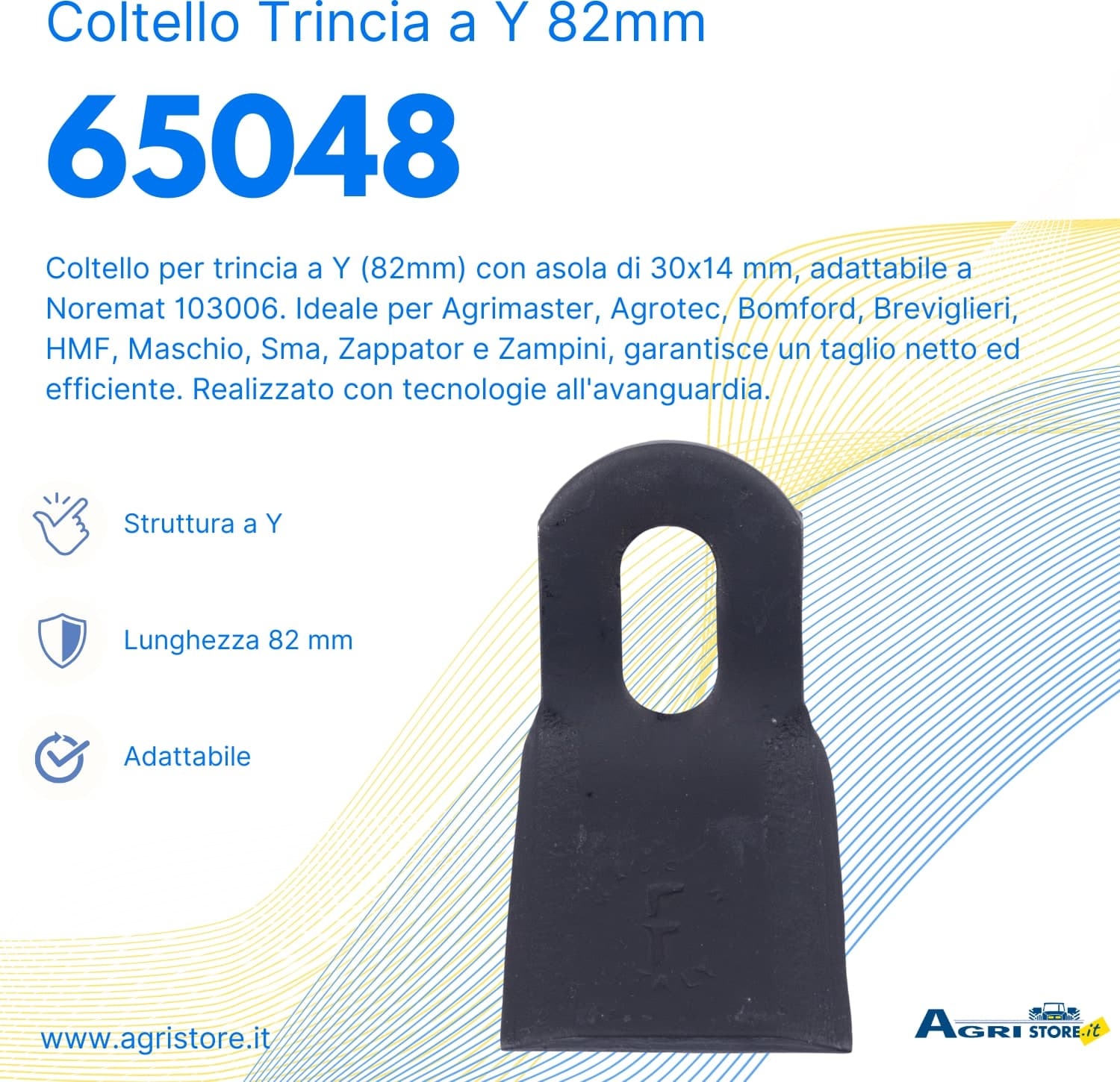 Coltello trincia a Y lunghezza 82mm adattabile Noremat 103006 - 6