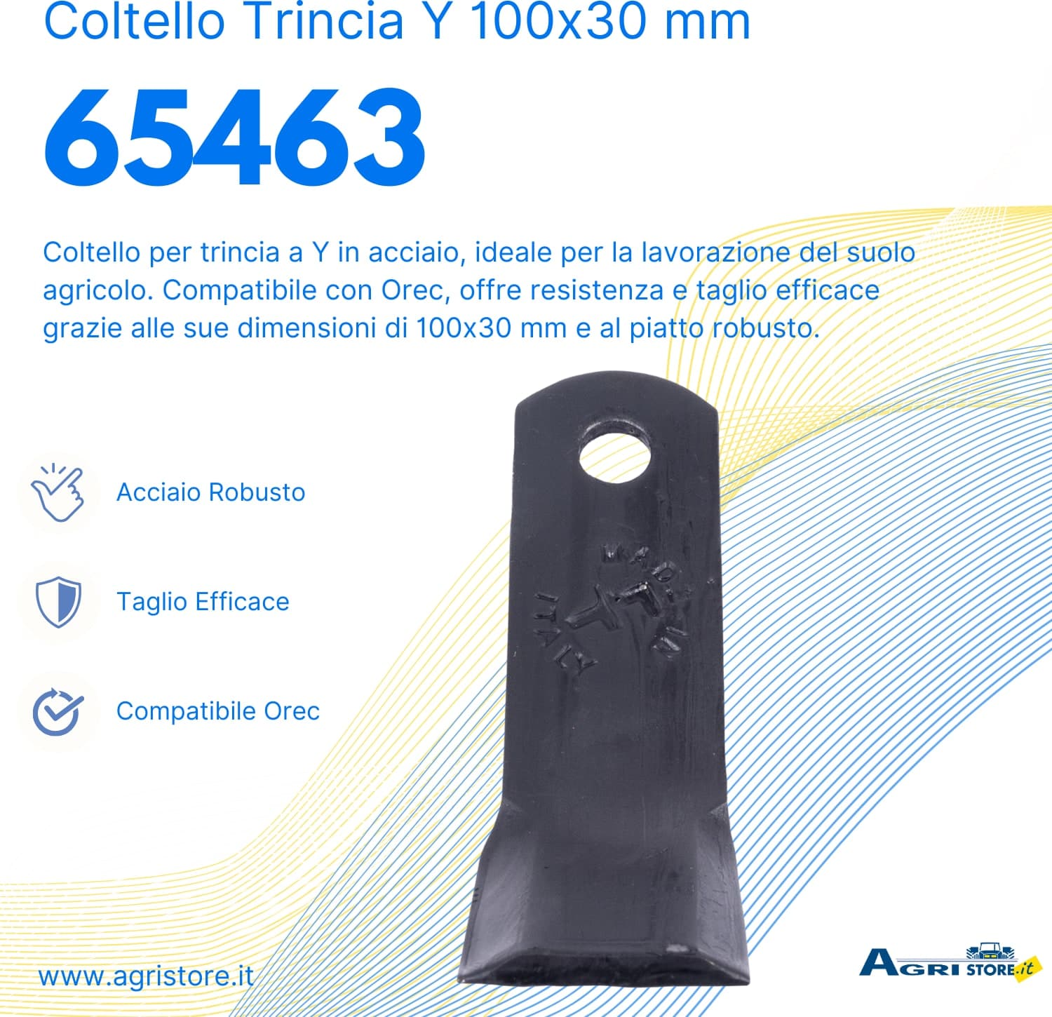 Coltello per trincia a Y altezza 30mm lunghezza 100mm adattabile Orec - 6