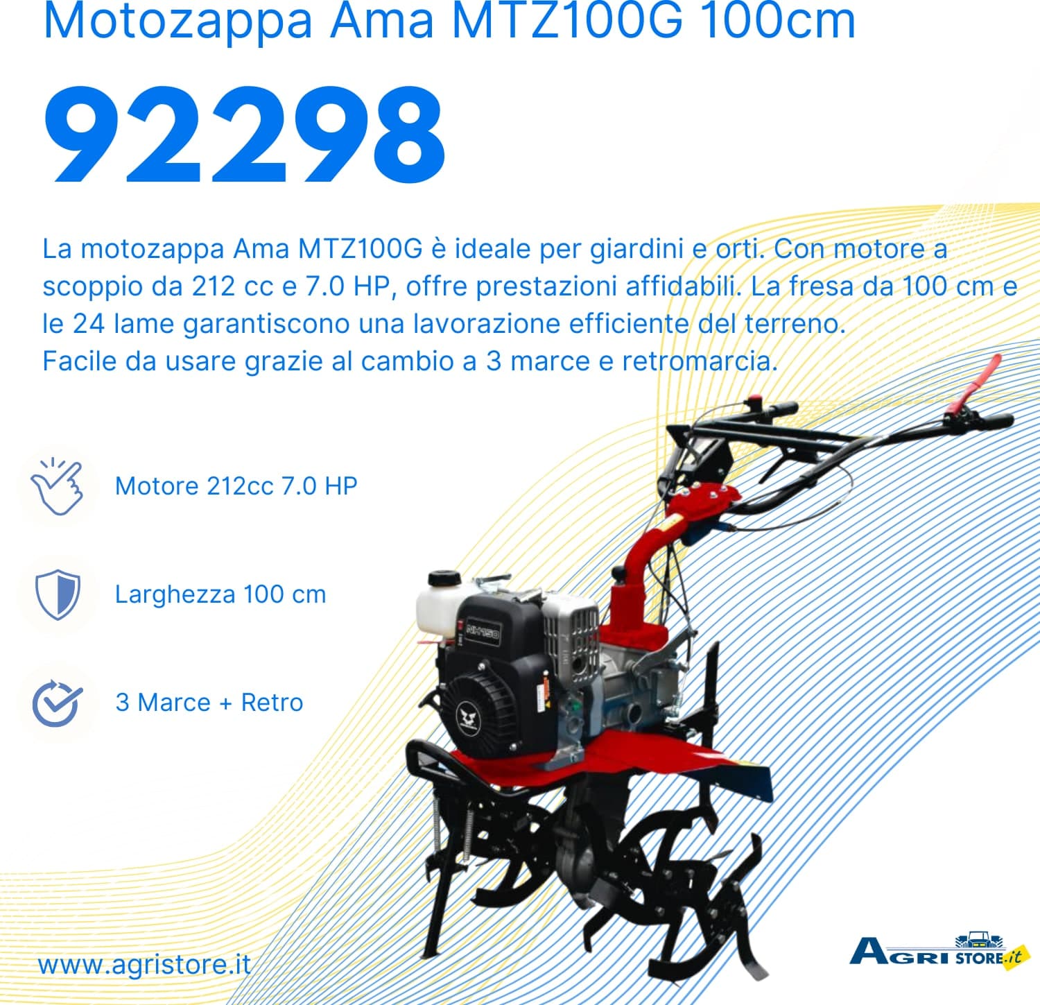 Motozappa Ama MTZ100G a scoppio 212cc - 8