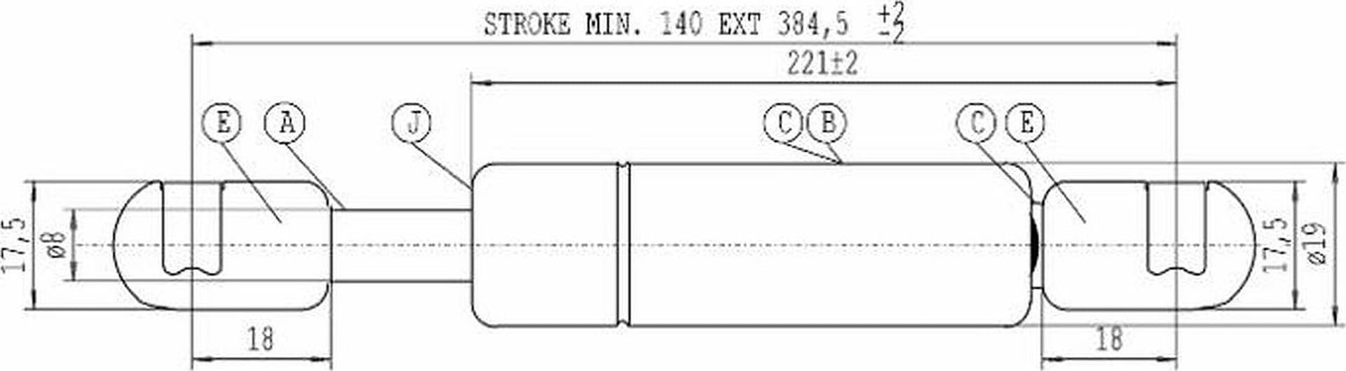 Molla a Gas Stabilus 384,5mm 670 N Same 04416545 - 2