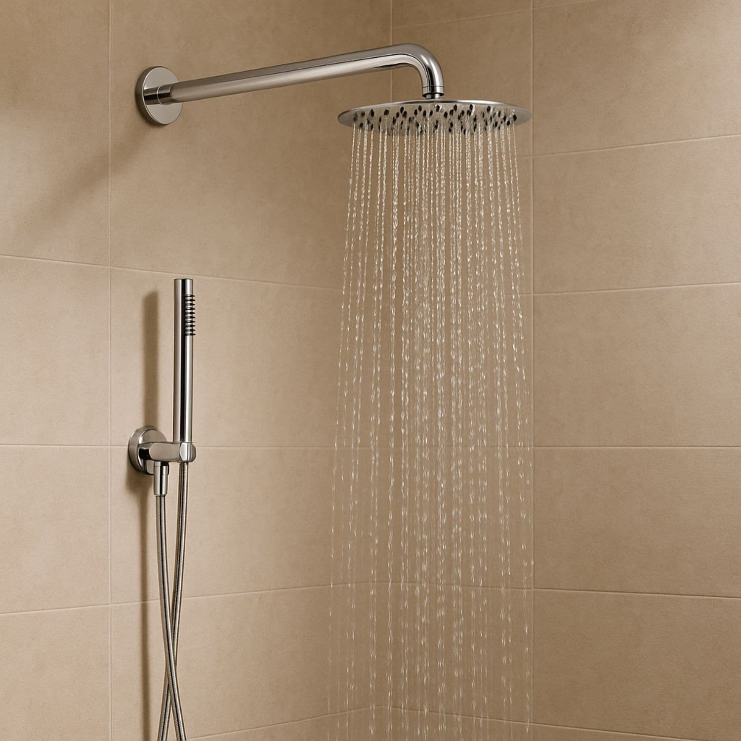Set Per Doccia Soffione Tondo In Acciaio Inox 250 Millimetri - 8