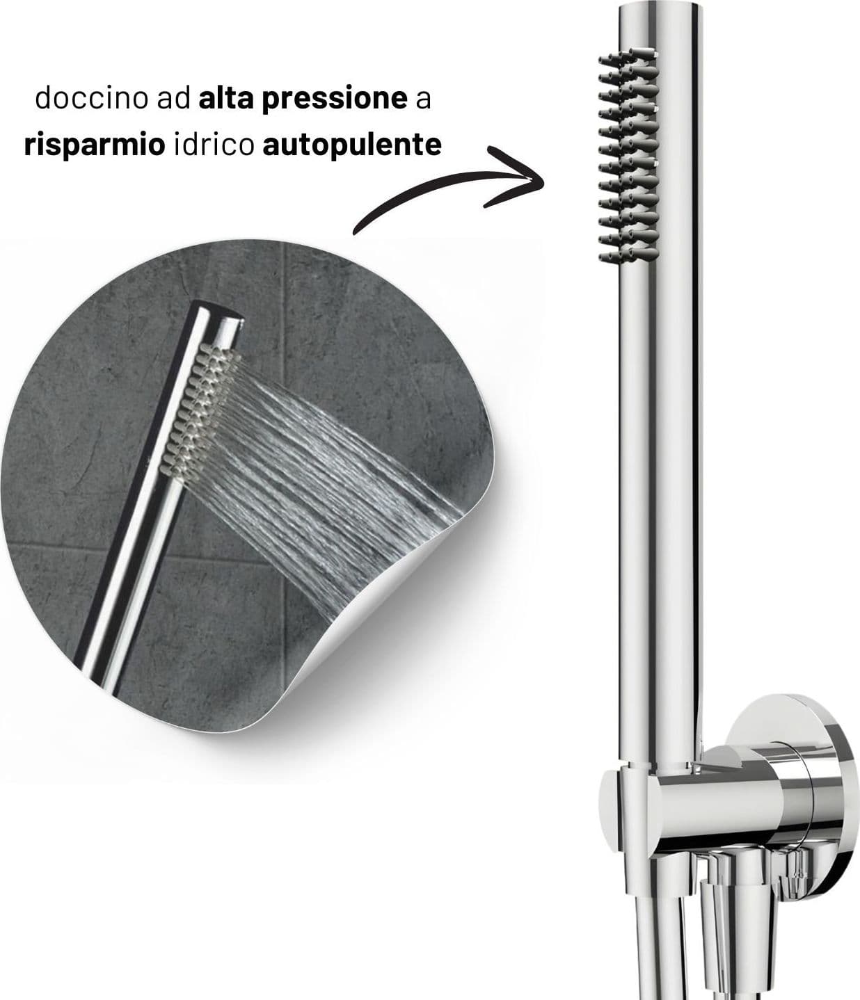 Set Per Doccia Soffione Tondo In Acciaio Inox 250 Millimetri - 4