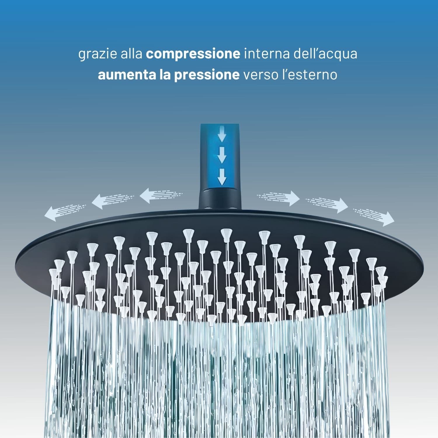 Set Per Doccia Soffione Tondo In Acciaio Inox 250 Millimetri - 6