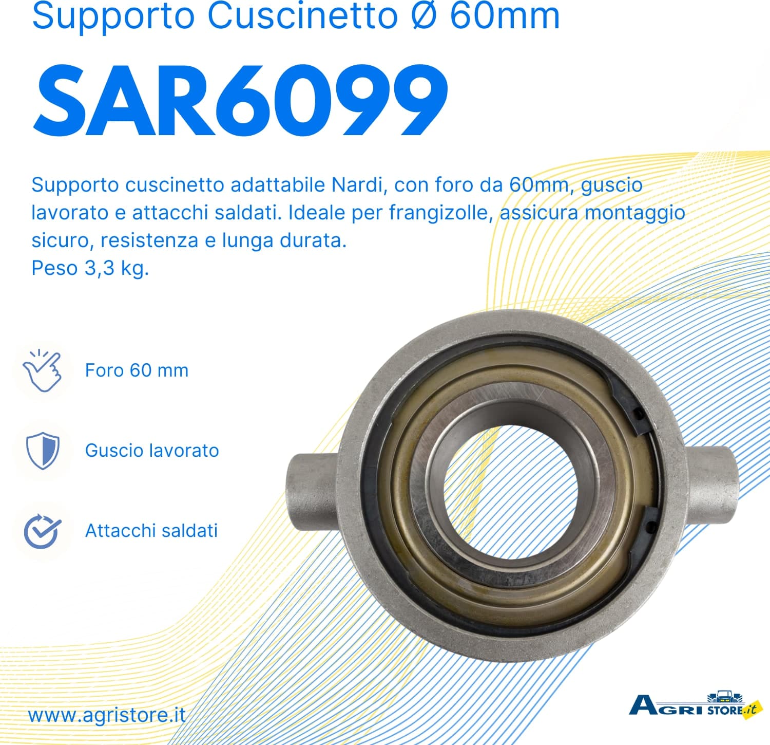 Supporto cuscinetto per frangizolle Ø 60mm - 6
