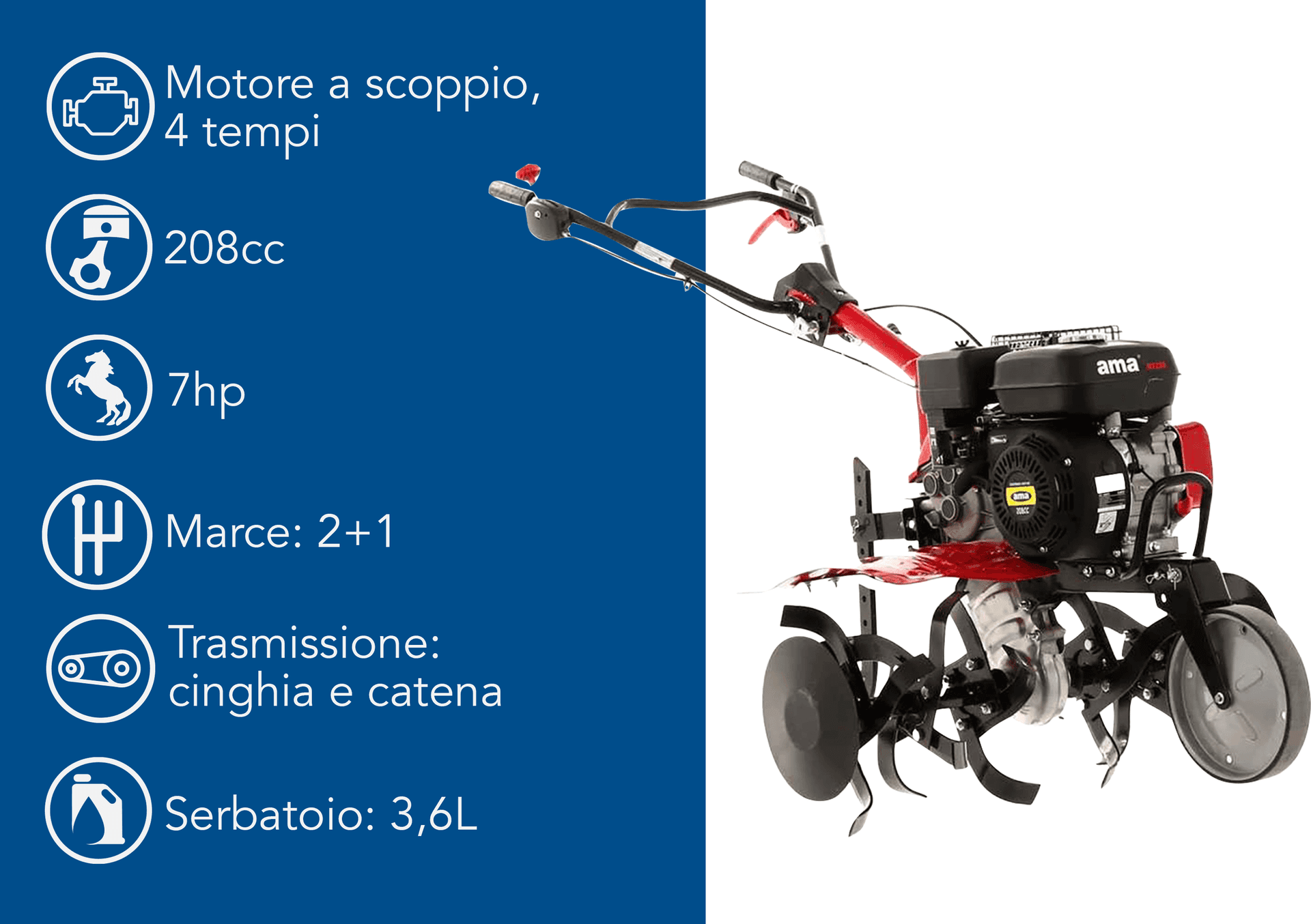 Motozappa Ama MTZ80 da 208cc 7hp - 8