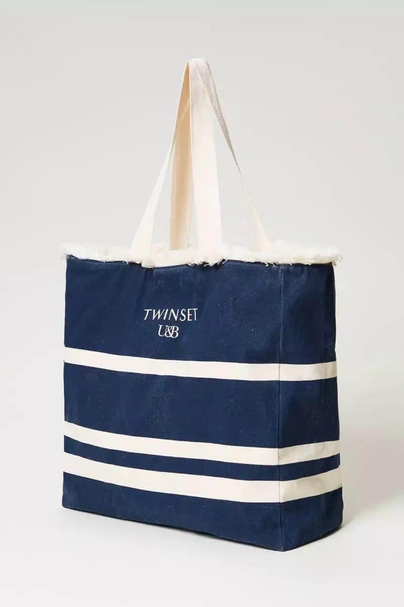 TWINSET | Borsa shopper in canvas con righe - 5