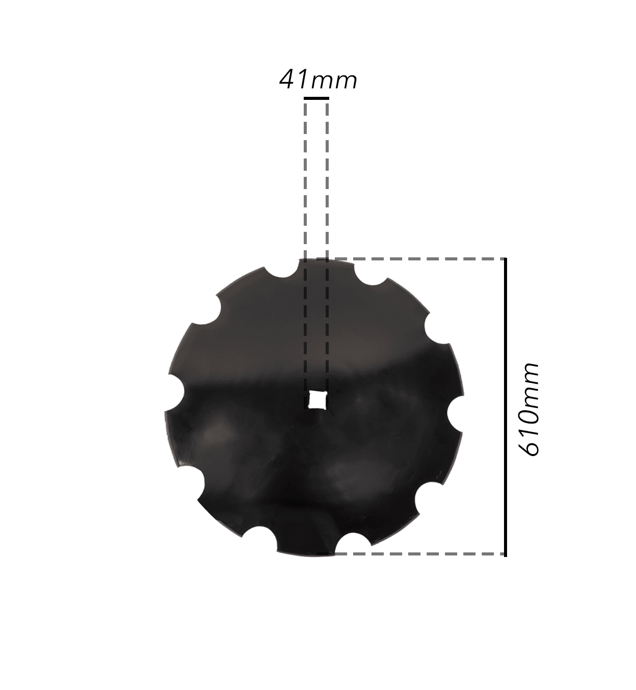 Disco frangizolle dentato con ø 610mm spessore 5mm e foro quadrato di 41mm - 4