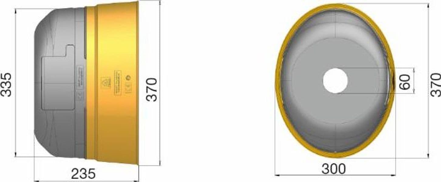Controcuffia cardano ovale grande con fascia Ø 370x300mm - 2