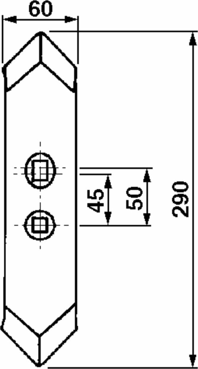 Vomere reversibile 60x12 interasse 45-50mm confezione da 3 pezzi - 4