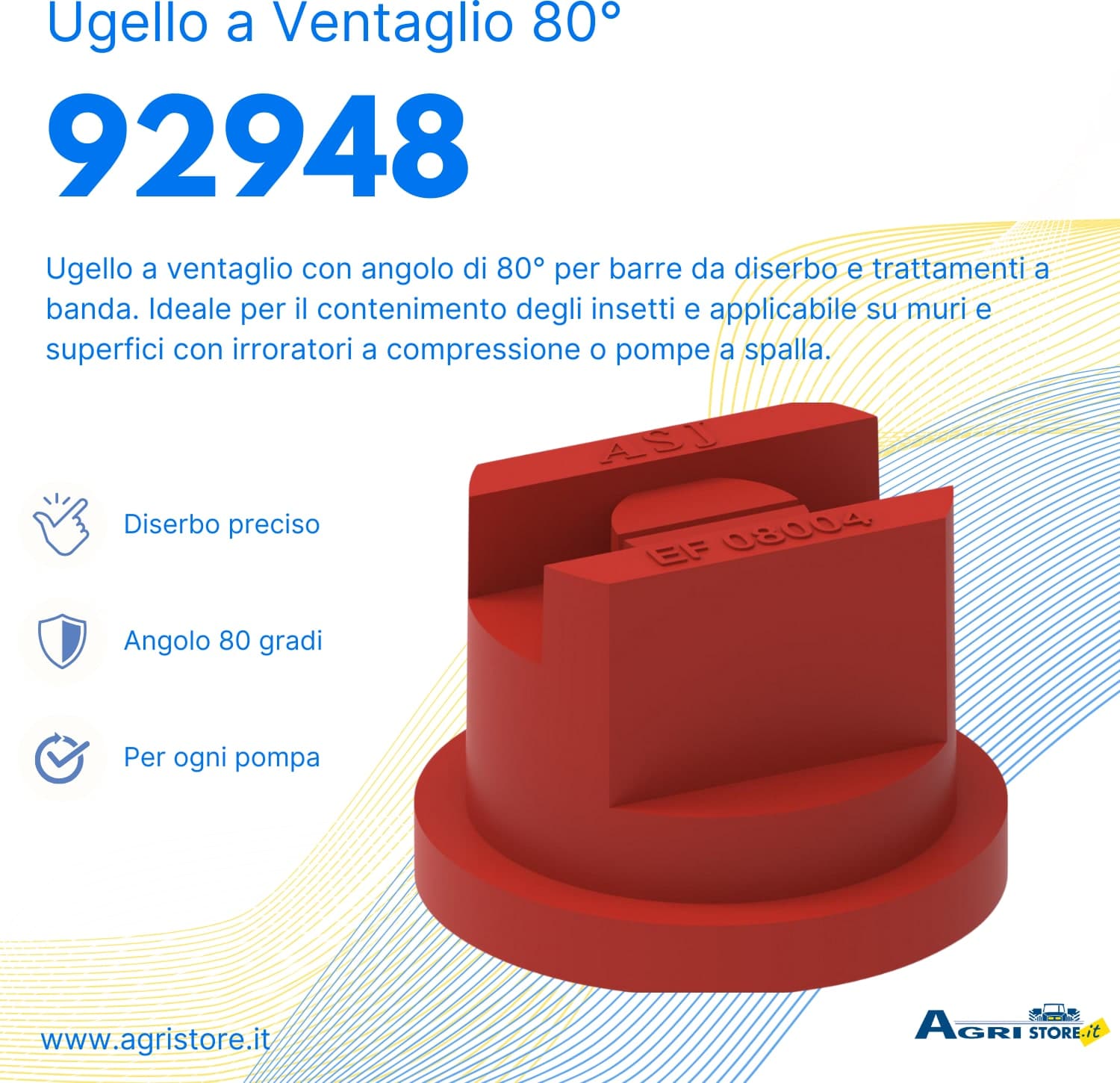 Ugello a ventaglio con angolo ad 80° EF08004 confezione da 15 pezzi - 2