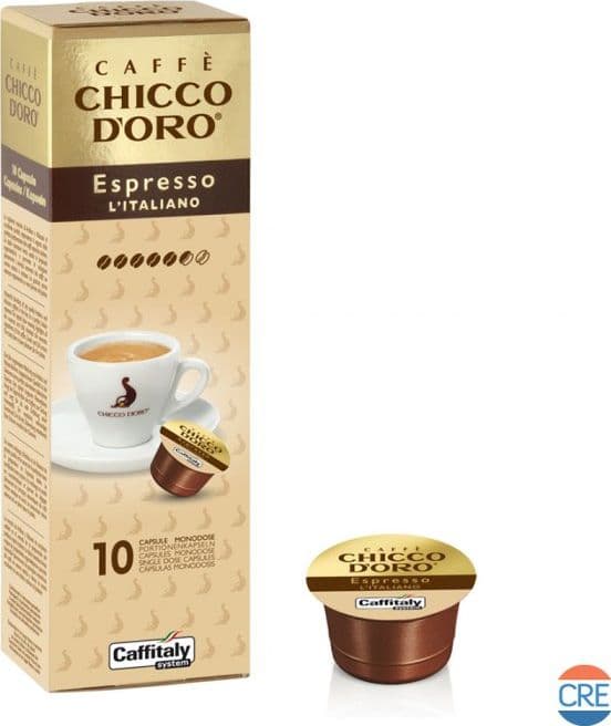 Caffè Espresso Italiano, 10 Capsule Chicco d'Oro Originali per Caffitaly System – elegante