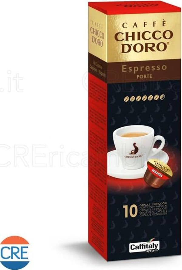 Caffè Espresso Forte, 10 Capsule Chicco d'Oro Originali per Caffitaly System – beige