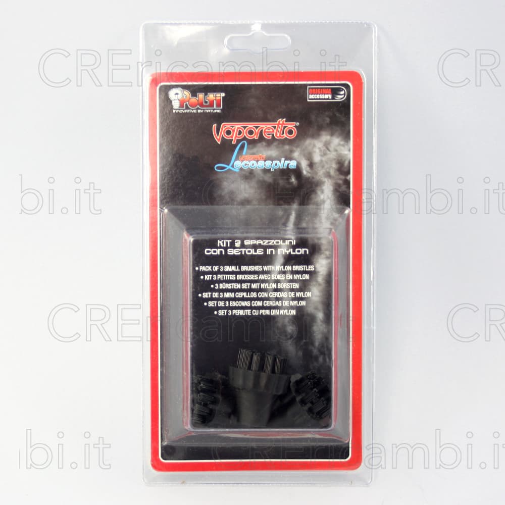 Spazzolini Neri Setole Nylon x3 per Vaporetto FAV20, Friendly, Classic 65, Eco Pro 3.0, Cimex Eradicator - 2