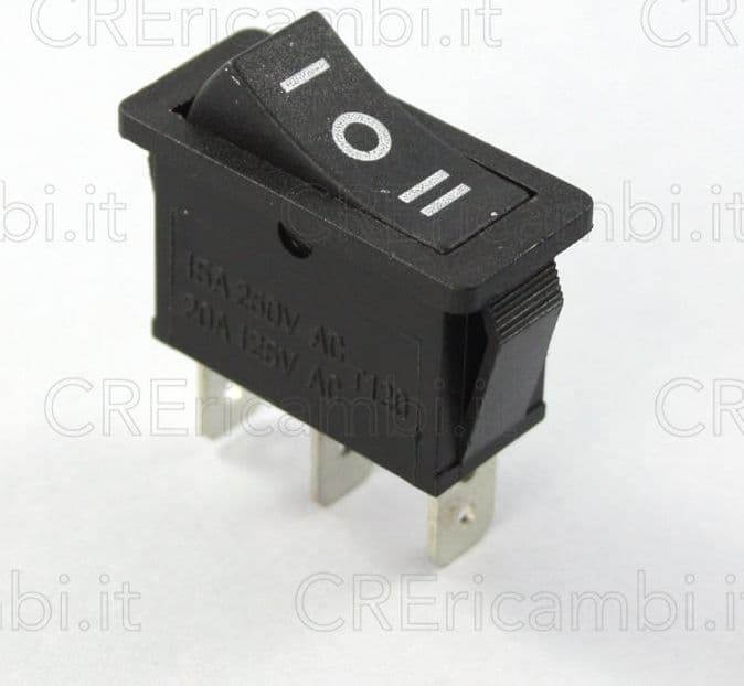 Commutatore Unipolare Rettangolare Stretto, Nero, 16A, 29x10mm, 3 Faston da 6.3mm – Varie Marche – elettronica