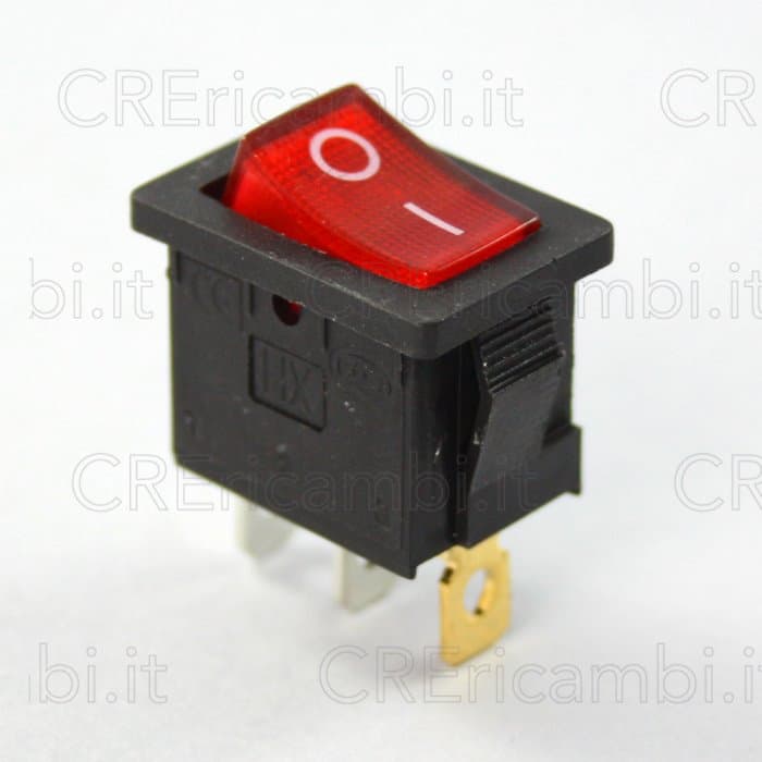 Interruttore Luminoso Rosso, 6A, 19x13mm, 3 Faston da 4.8mm - 2