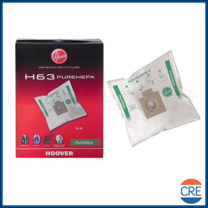 H63 Sacchetti PureHepa x4 per Aspirapolvere Capture, Freespace, Sprint, Flash - 2