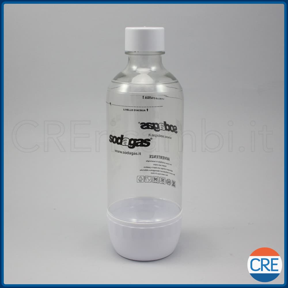 Bottiglia Bianca, 1 Lt, 38mm, SodaGas per Gasatore Acqua SodaStream, GasUp, HappyFrizz - 2