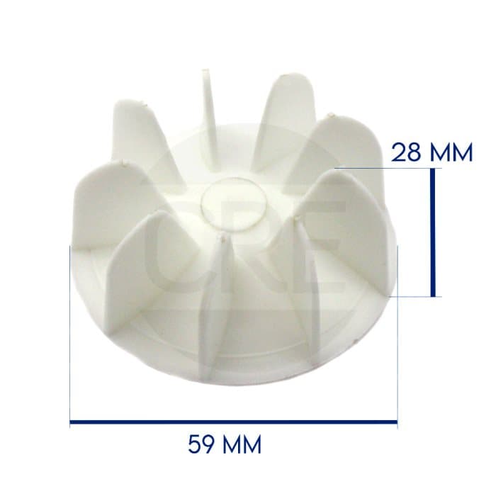 Ventola 59mm per Phon Asciugacapelli con Albero 3,5 mm Foro Chiuso - 2
