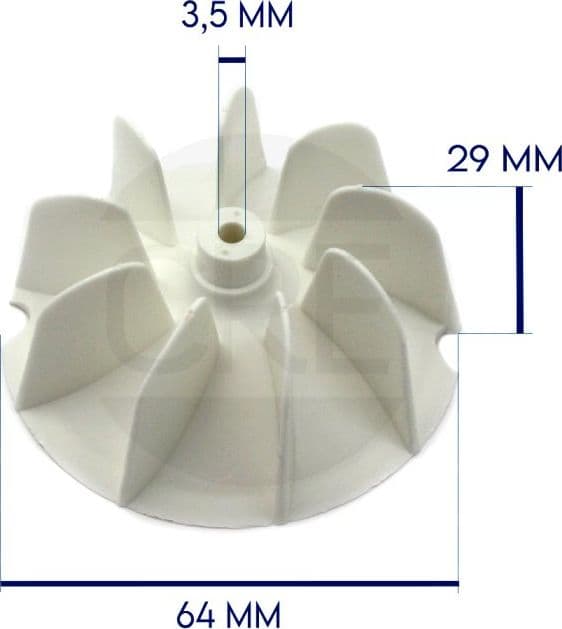 Ventola in Plastica Diametro 64mm per Phon Asciugacapelli con Albero 4mm – I Compatibili – tessuto