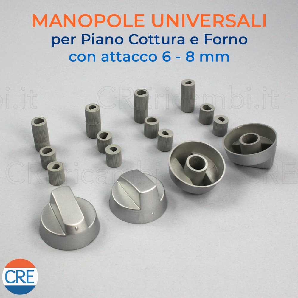 Kit Universale Grigio 4 Manopole con Innesto Attacco da 6 / 8 mm - 2