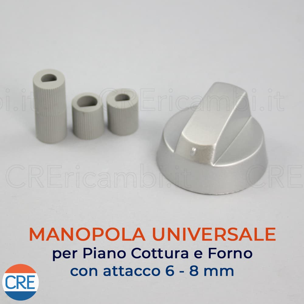 Kit Universale Grigio 1 Manopola con Innesti Attacchi 6 / 8 mm - 2