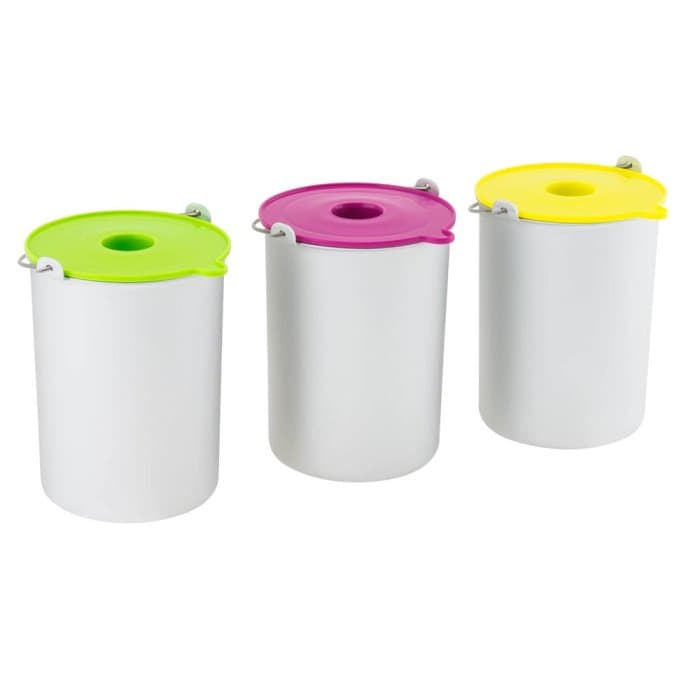 3 Cestelli Contenitore da 1,5L per Gelatiera HF250 (Rosa, Giallo, Verde) - 2