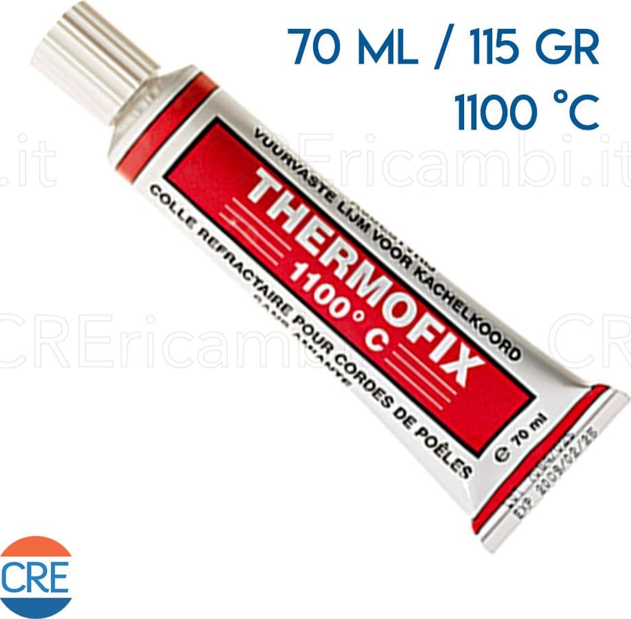 ThermoFix Adesivo Refrattario 1100°C, 70ml / 115 gr per Stufe, Caminetti, Forni – Stufe a Pellet – rosso