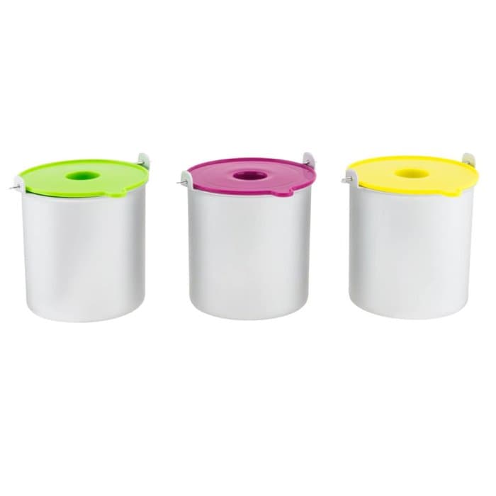 3 Cestelli Contenitore da 1L per Gelatiera HF180 (Rosa, Giallo, Verde) - 2