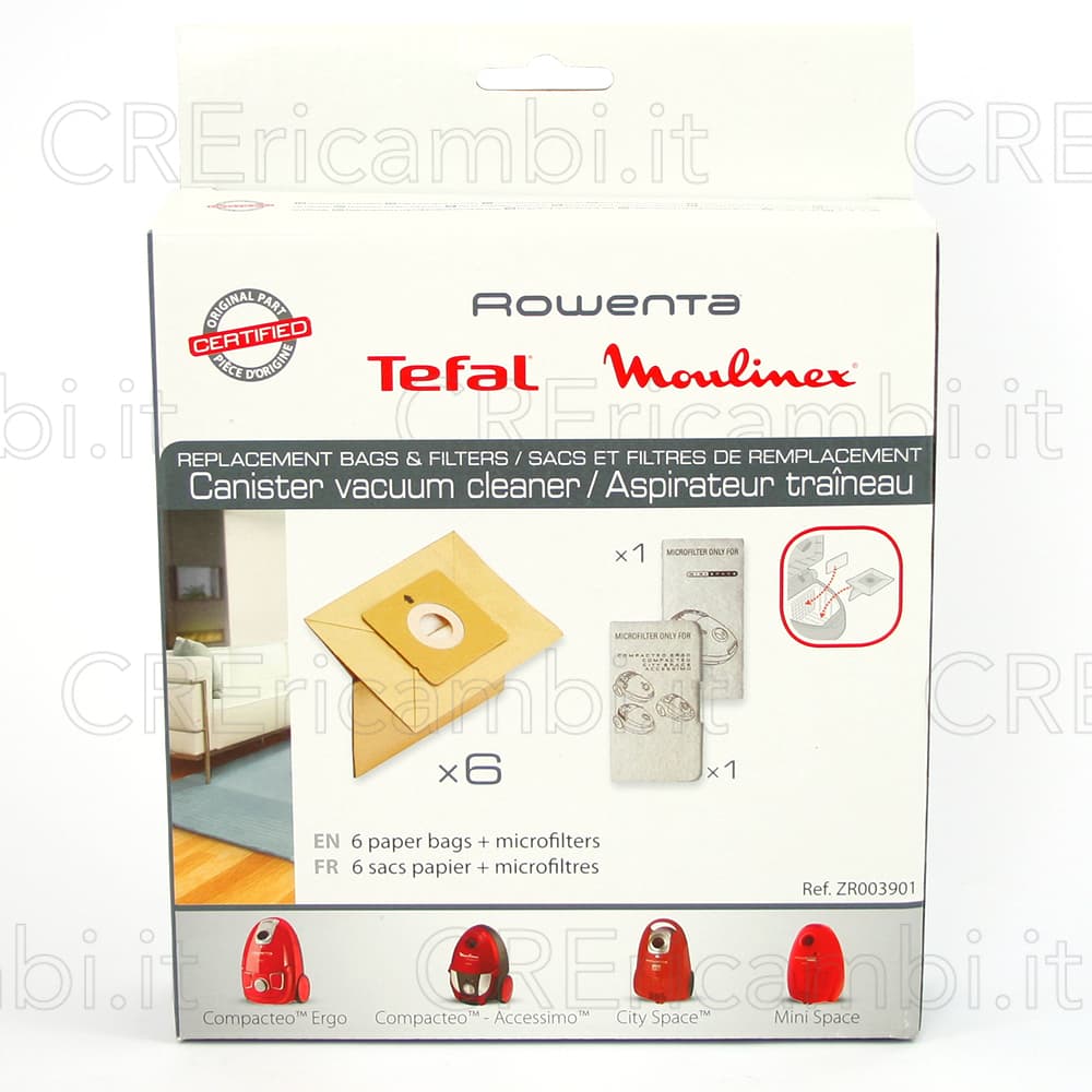 Sacchetti Carta x6 e Microfiltri per Compacteo Ergo, Accessimo, CitySpace, MiniSpace - 3