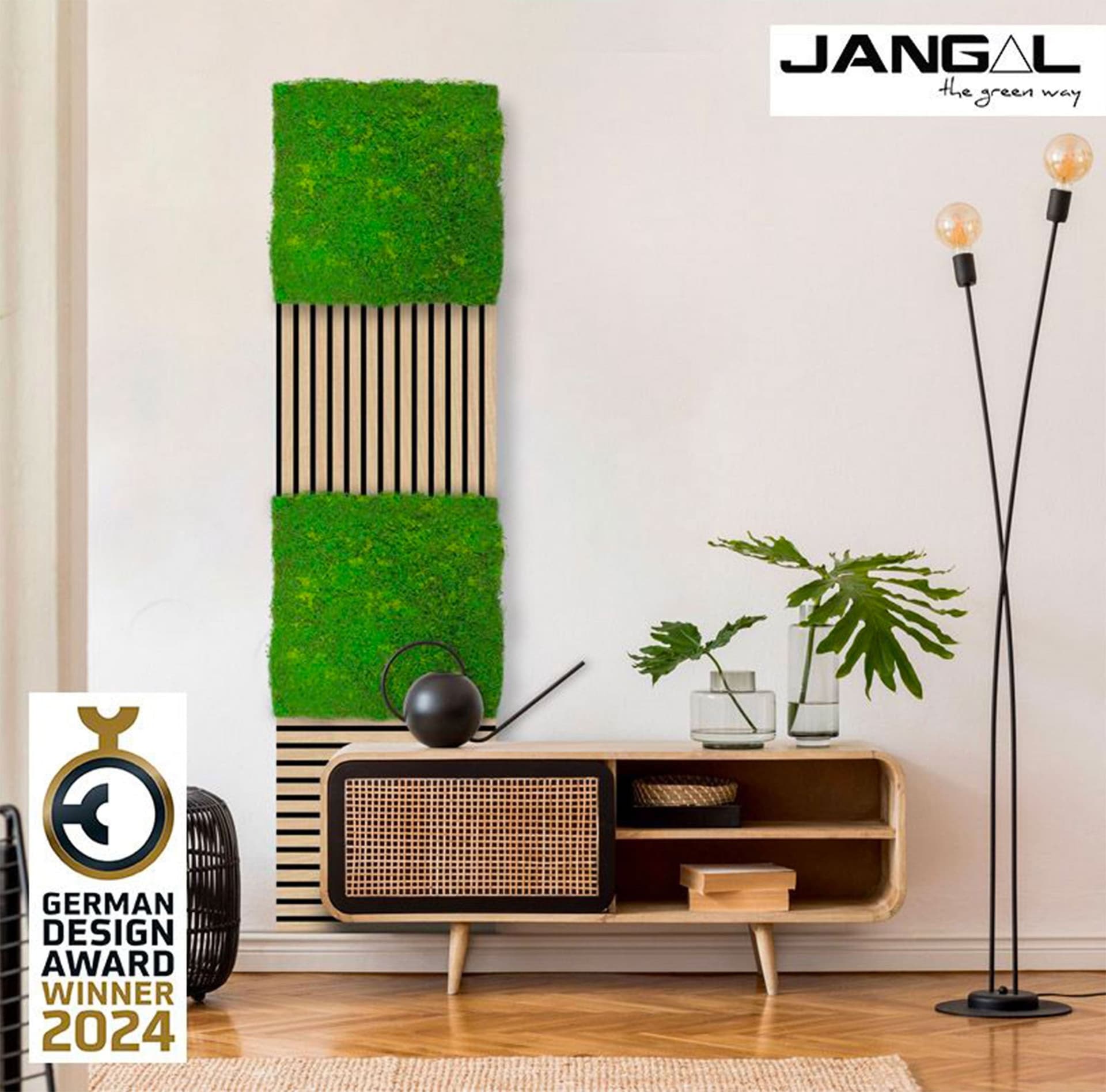 JANGAL Pannelli acustici Modulabili in FLORA sintetica ULTRAREALISTICA 52x52cm mod. LIGHT GREEN - Eternal Parquet