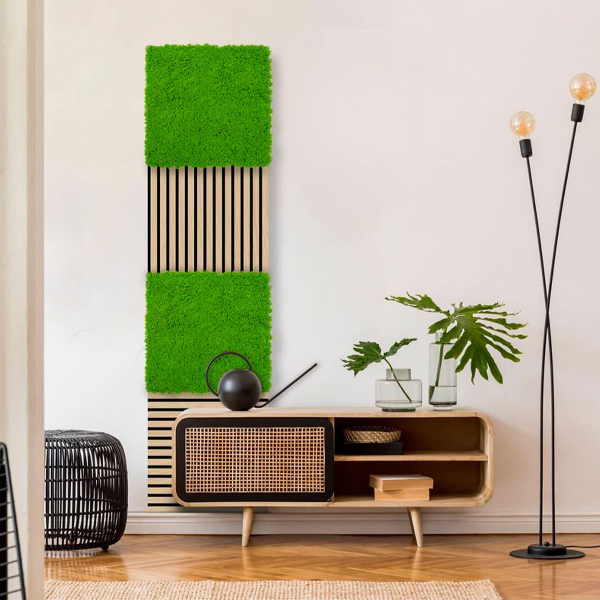 JANGAL Pannelli acustici Modulabili in FLORA sintetica ULTRAREALISTICA 52x52cm mod. LIME GREEN - Eternal Parquet