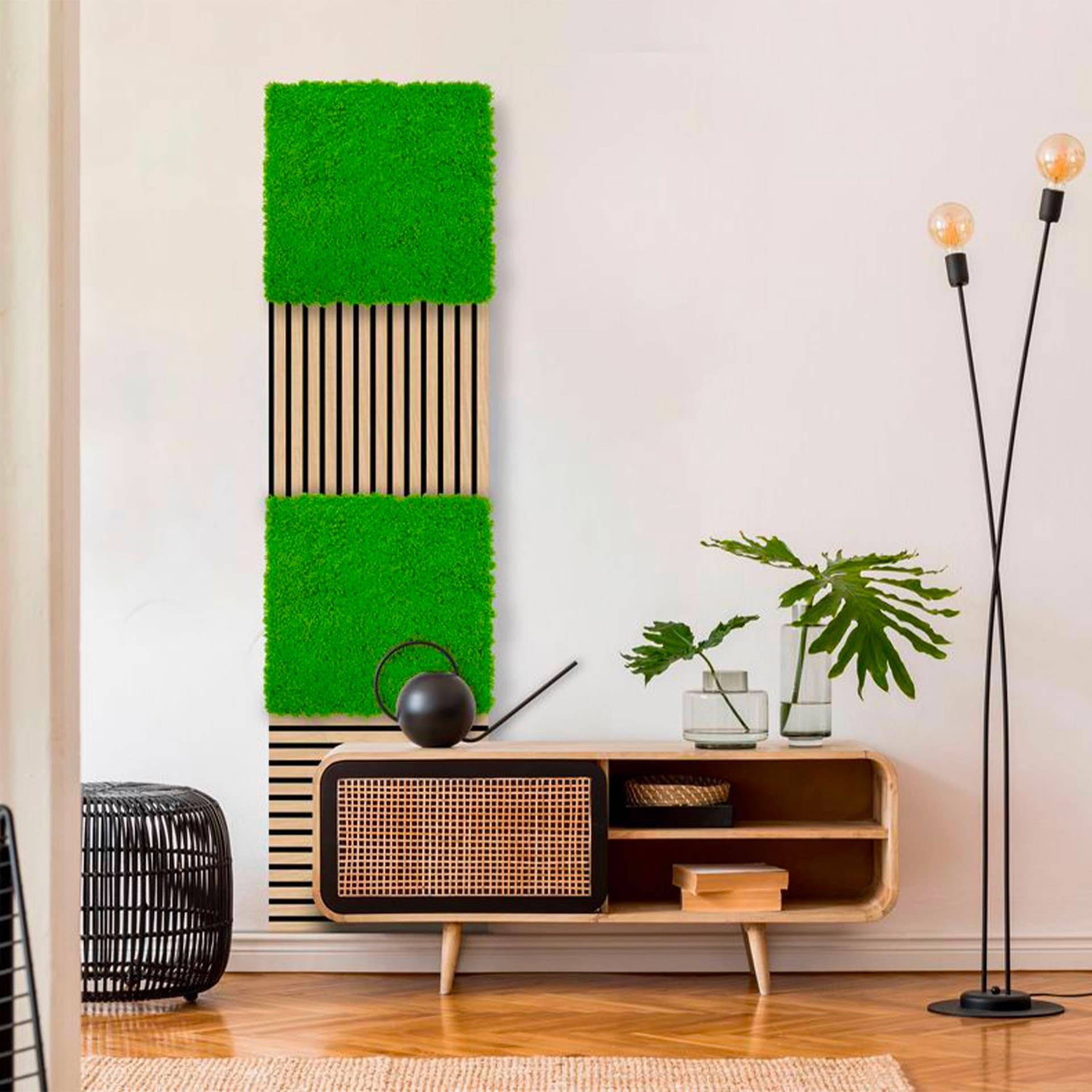 JANGAL Pannelli acustici Modulabili in FLORA sintetica ULTRAREALISTICA 52x52cm mod. LIME GREEN - Eternal Parquet