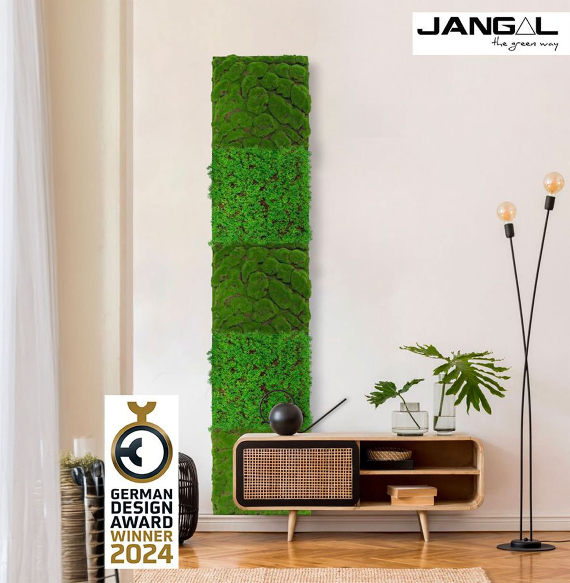 JANGAL Pannelli acustici Modulabili in FLORA sintetica ULTRAREALISTICA 52x52cm mod. FOREST GREEN BULK - Eternal Parquet