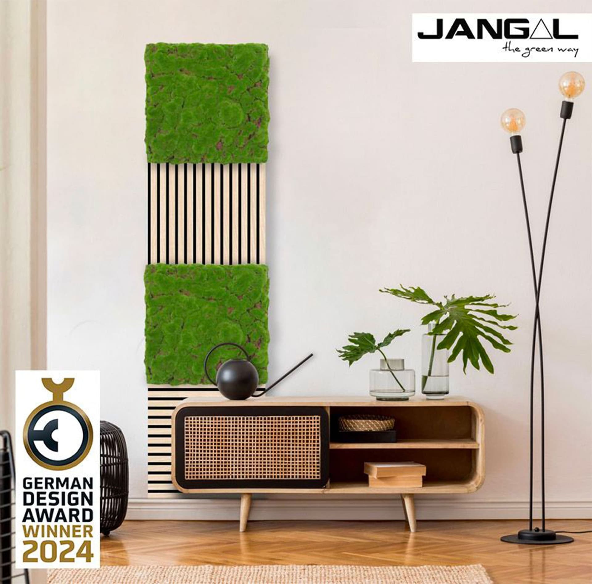 JANGAL Pannelli acustici Modulabili in FLORA sintetica ULTRAREALISTICA 52x52cm mod. FOREST GREEN BULK - Eternal Parquet
