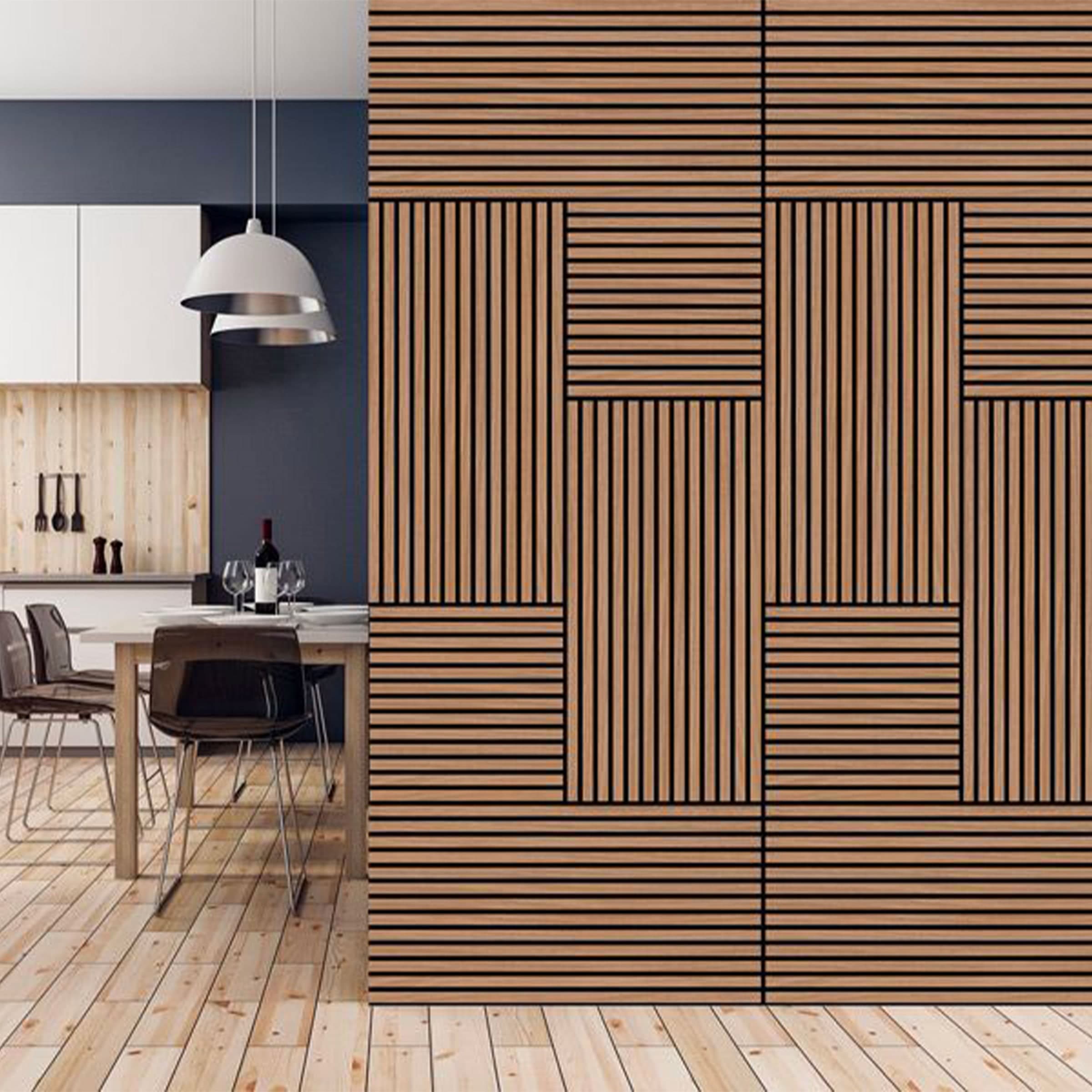 JANGAL Parete acustica a pannelli Modulabile LAMELLI 52x52cm rivestiti vero ROVERE mod. DAVERT OAK - Eternal Parquet