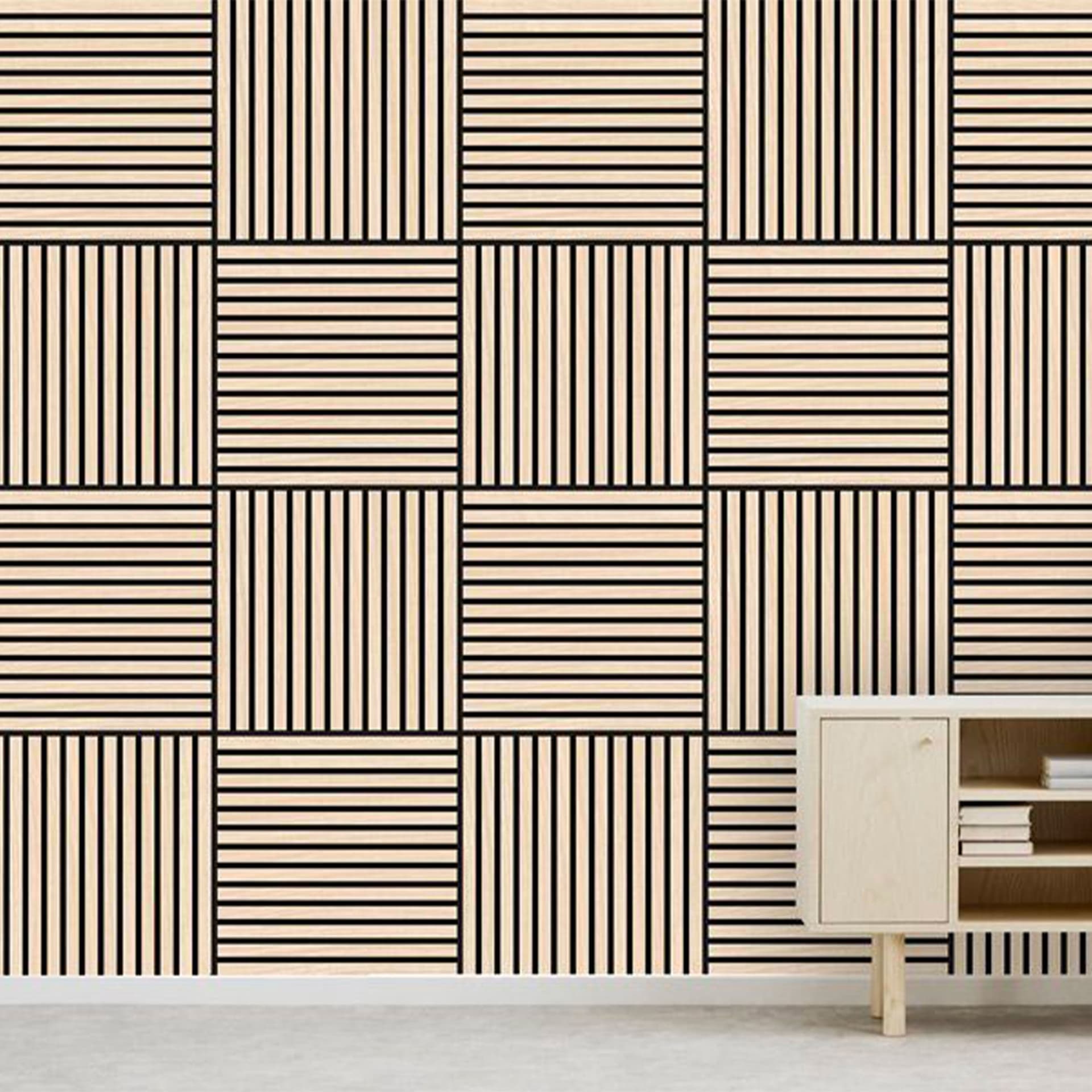 JANGAL Parete acustica a pannelli Modulabile LAMELLI 52x52cm rivestiti vero ROVERE mod. LETEA OAK - 8