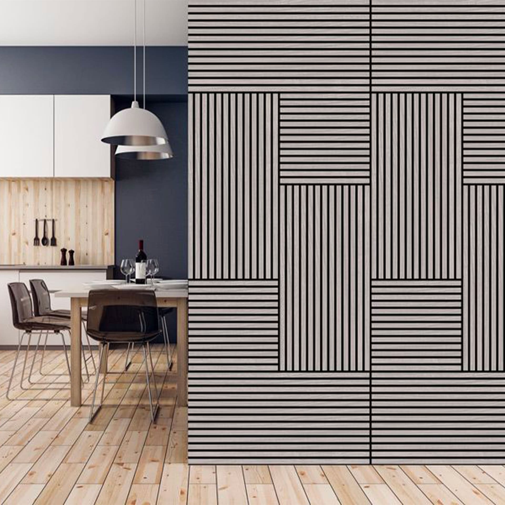 JANGAL Parete acustica a pannelli Modulabile LAMELLI 52x52cm rivestiti vero ROVERE mod. OULANKA OAK - Eternal Parquet