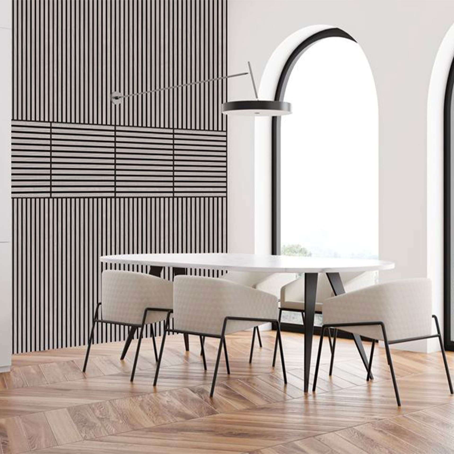JANGAL Parete acustica a pannelli Modulabile LAMELLI 52x52cm rivestiti vero ROVERE mod. OULANKA OAK - Eternal Parquet