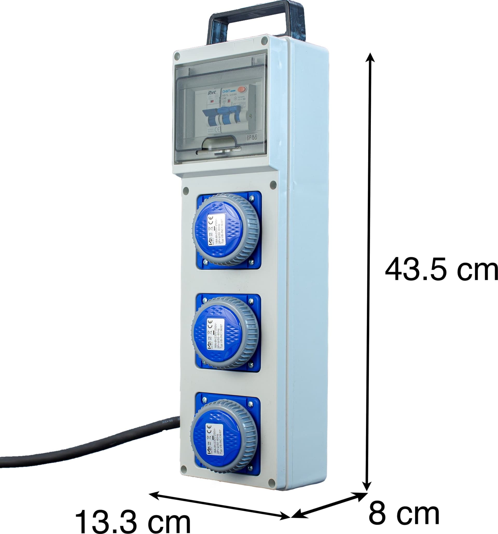 QUADRO TERMOPL. 3 PRESE 2P+T 16A 230V IP67 
ALIMENTAZIONE 2P+T 32 A 230V IP67 KW 9 - ElettroWatt.eu