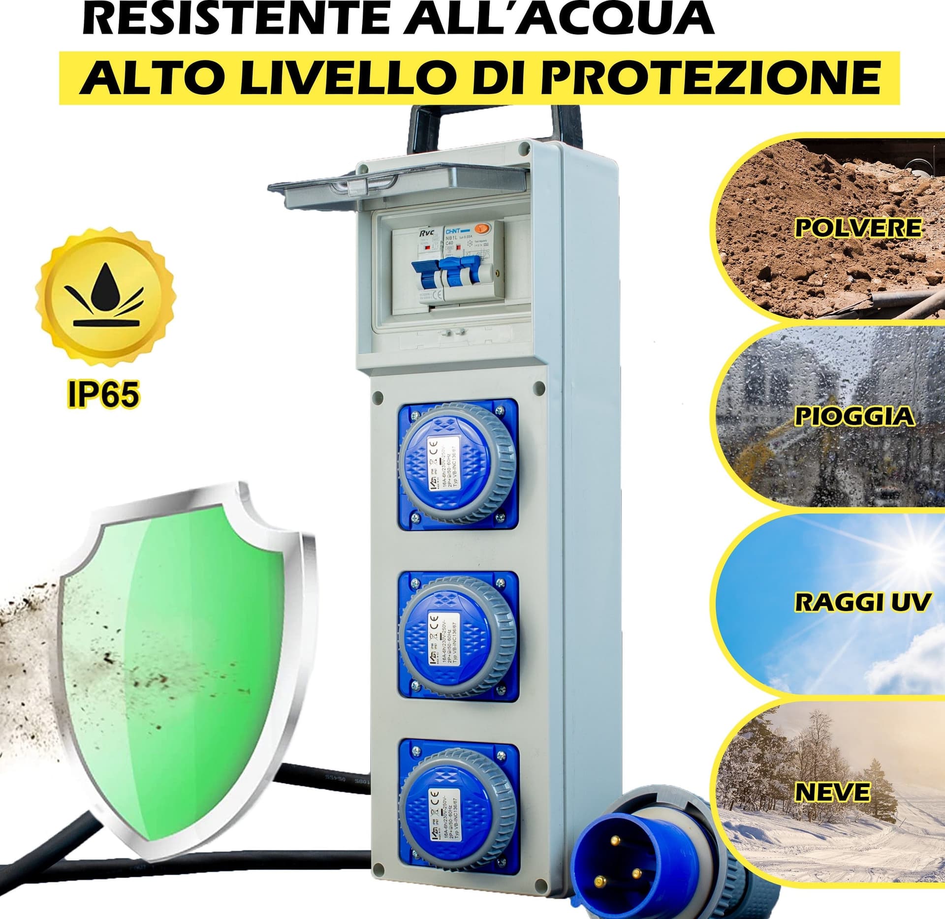QUADRO TERMOPL. 3 PRESE 2P+T 16A 230V IP67 
ALIMENTAZIONE 2P+T 32 A 230V IP67 KW 9 - ElettroWatt.eu