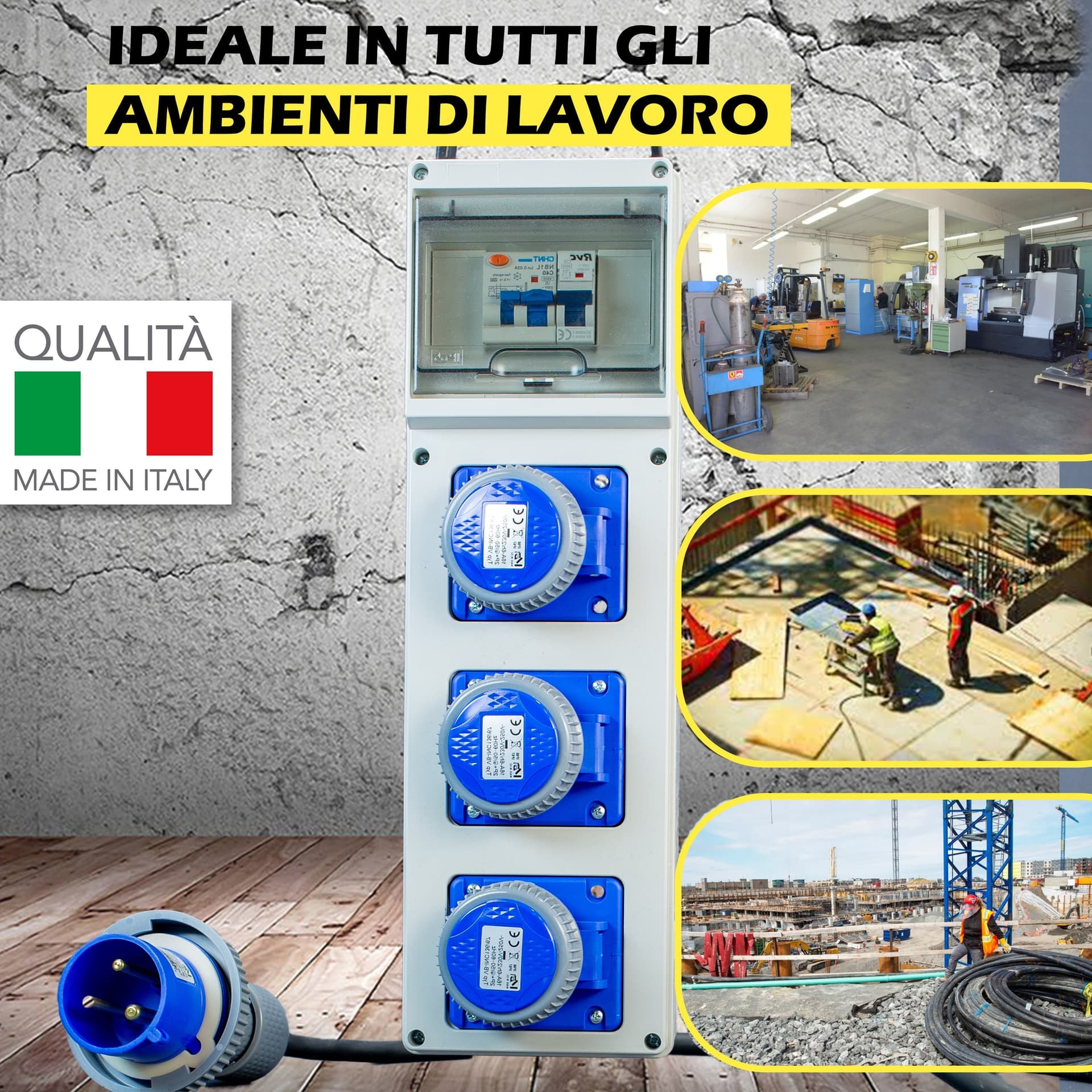 QUADRO TERMOPL. 3 PRESE 2P+T 16A 230V IP67 
ALIMENTAZIONE 2P+T 32 A 230V IP67 KW 9 - 7