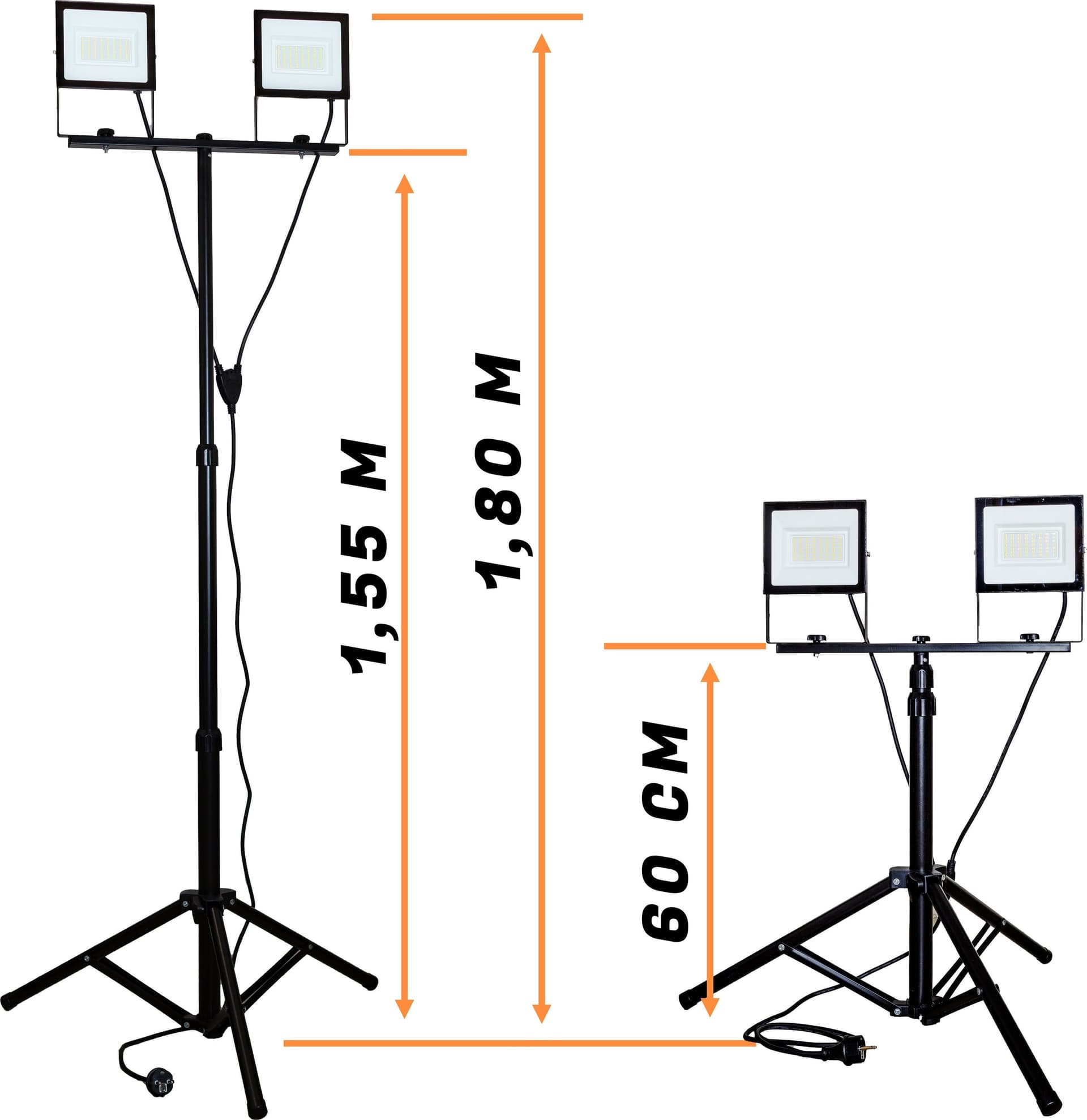 KIT 2 PROIETTORI TERMINUS 50W CAD. 4000LM CAD. CABLIATI CON TREPIEDE - ElettroWatt.eu