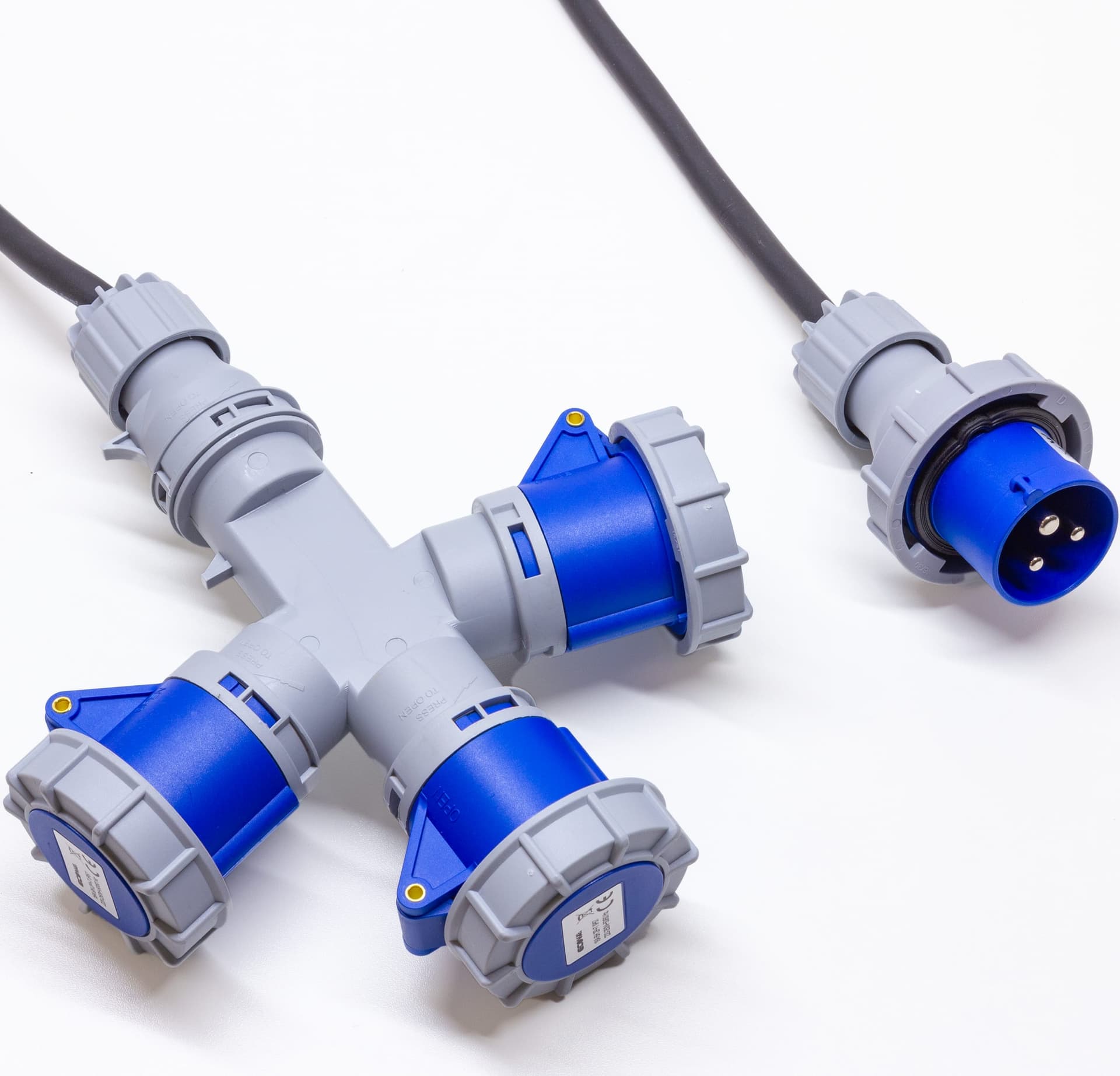 MOLTIPLICATORE DI PRESE INDUSTRIALI 3 PR CEE 16A 2P+T CAVO 3X2.5 IP67 - 4