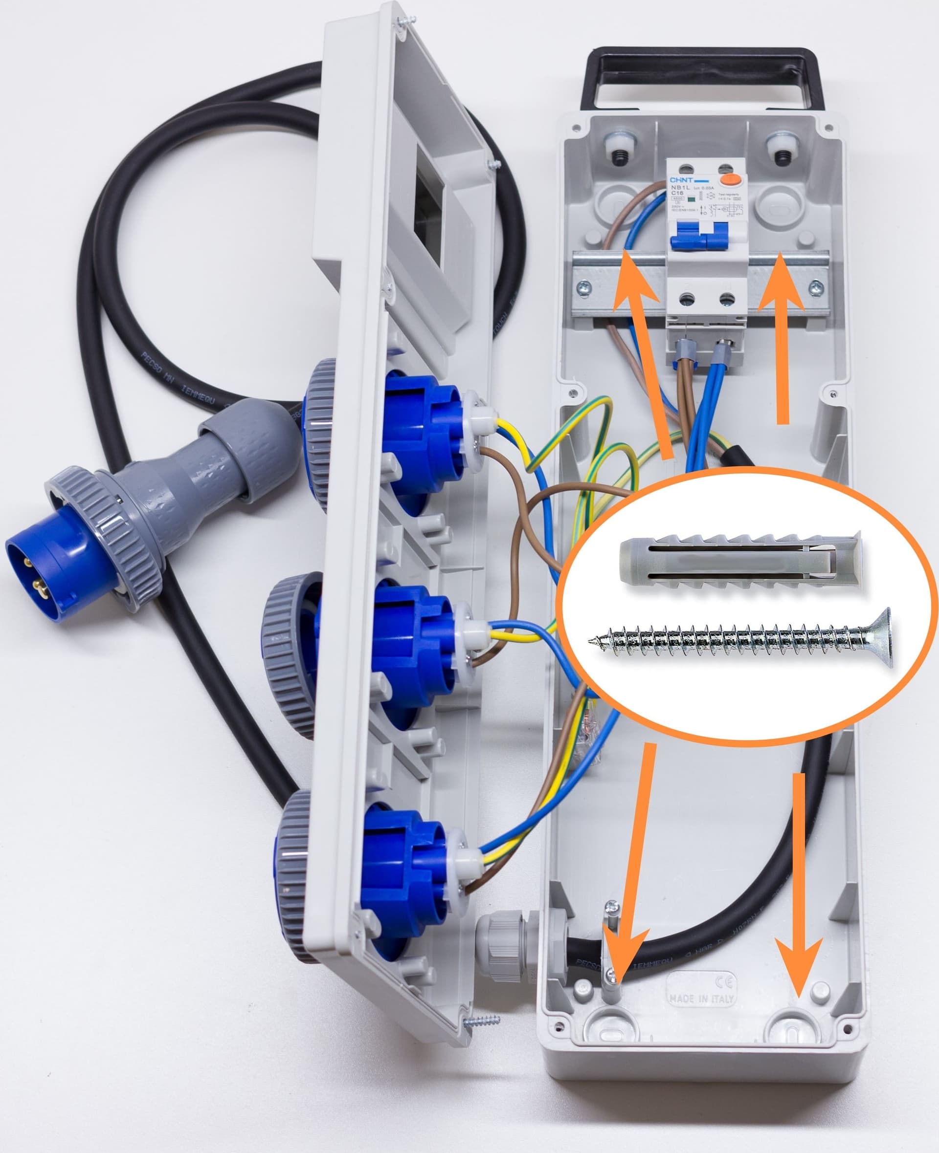 QUADRO ELETTRICO DA CANTIERE ASC 220V MONOFASE CON 4 PRESE IP67 DA 16A - ElettroWatt.eu