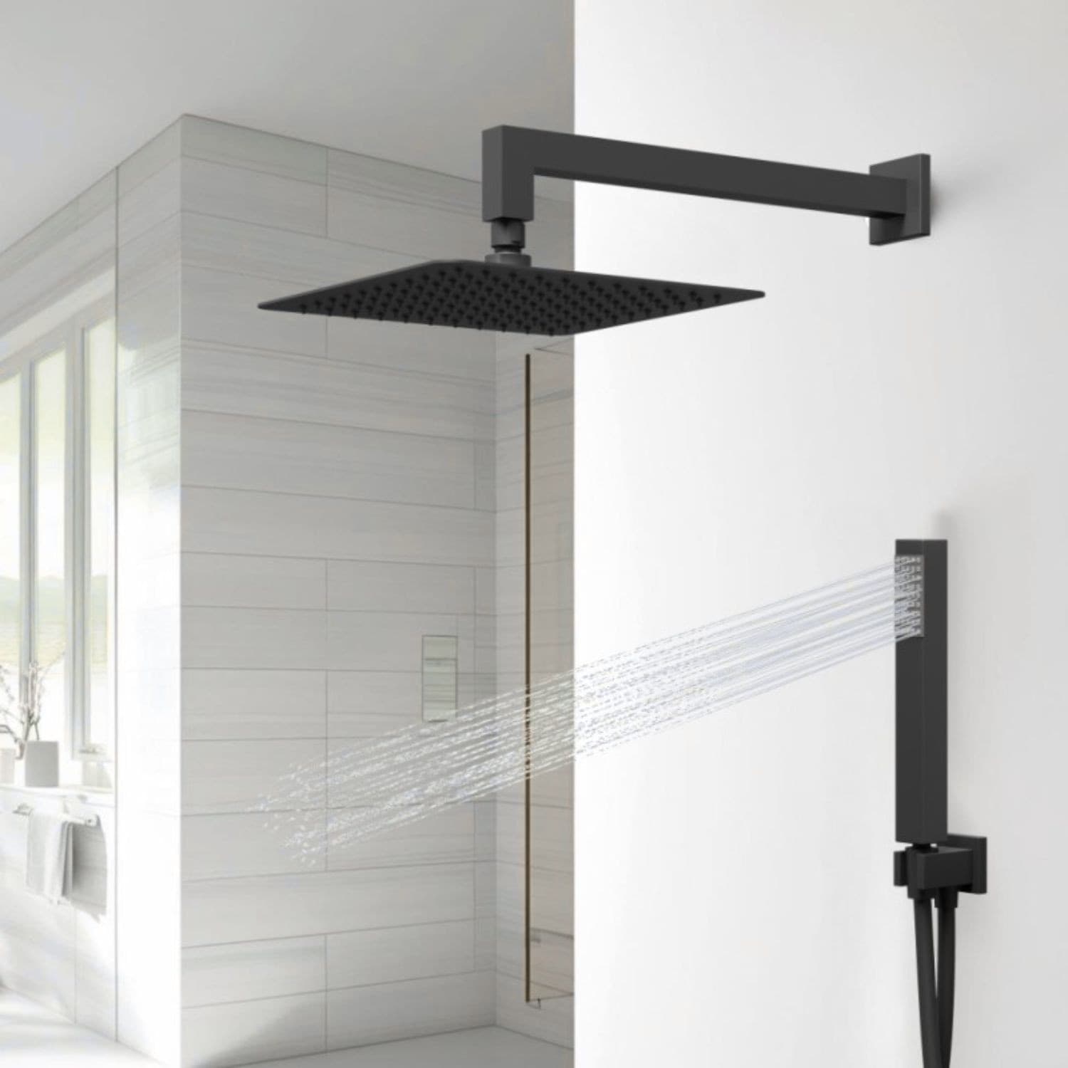 Set Per Doccia Rettangolare In Acciaio Inox Nero Opaco 20x30 centimetri - 3