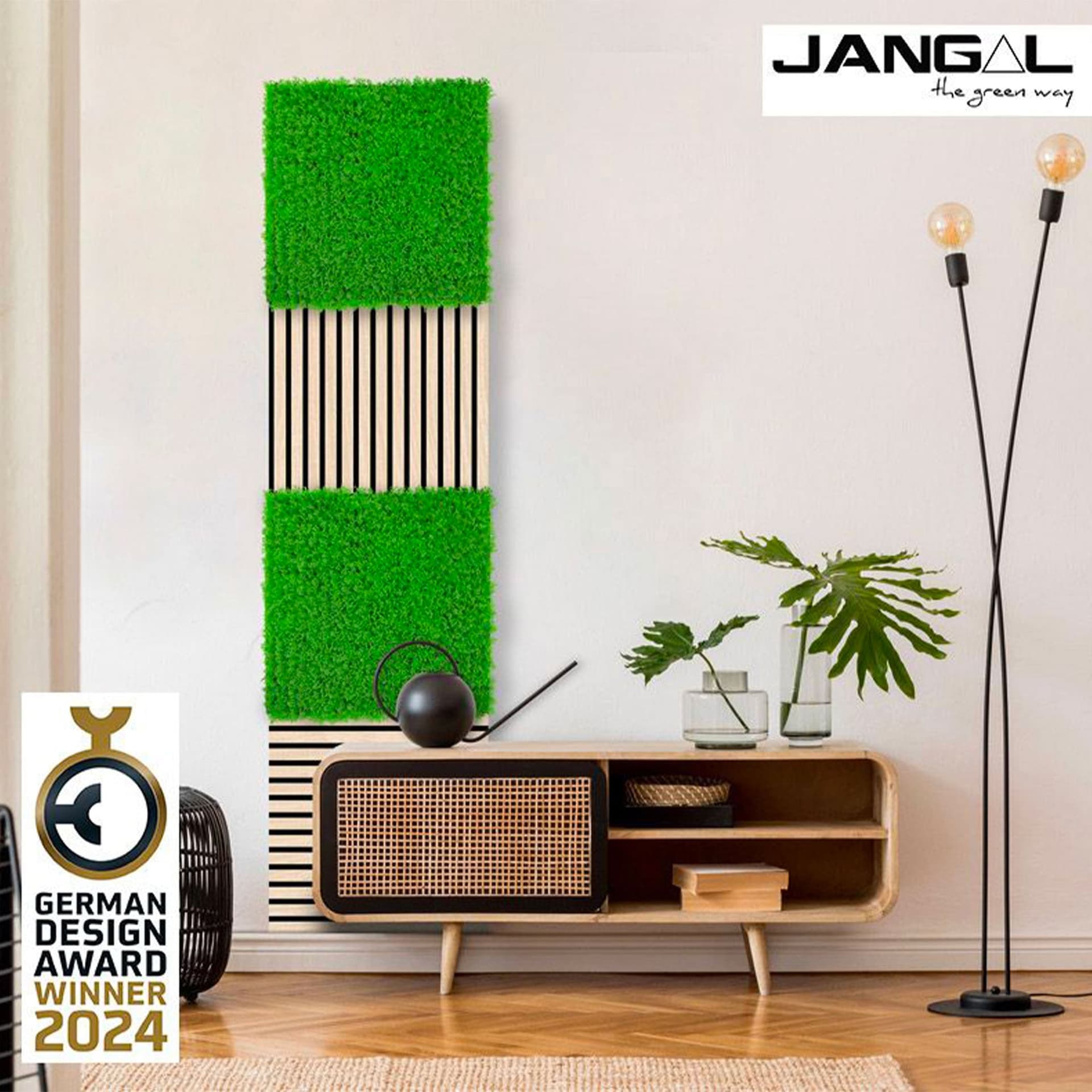 JANGAL Pannelli acustici Modulabili in FLORA sintetica ULTRAREALISTICA 52x52cm mod. BRIGHT GREEN - Eternal Parquet