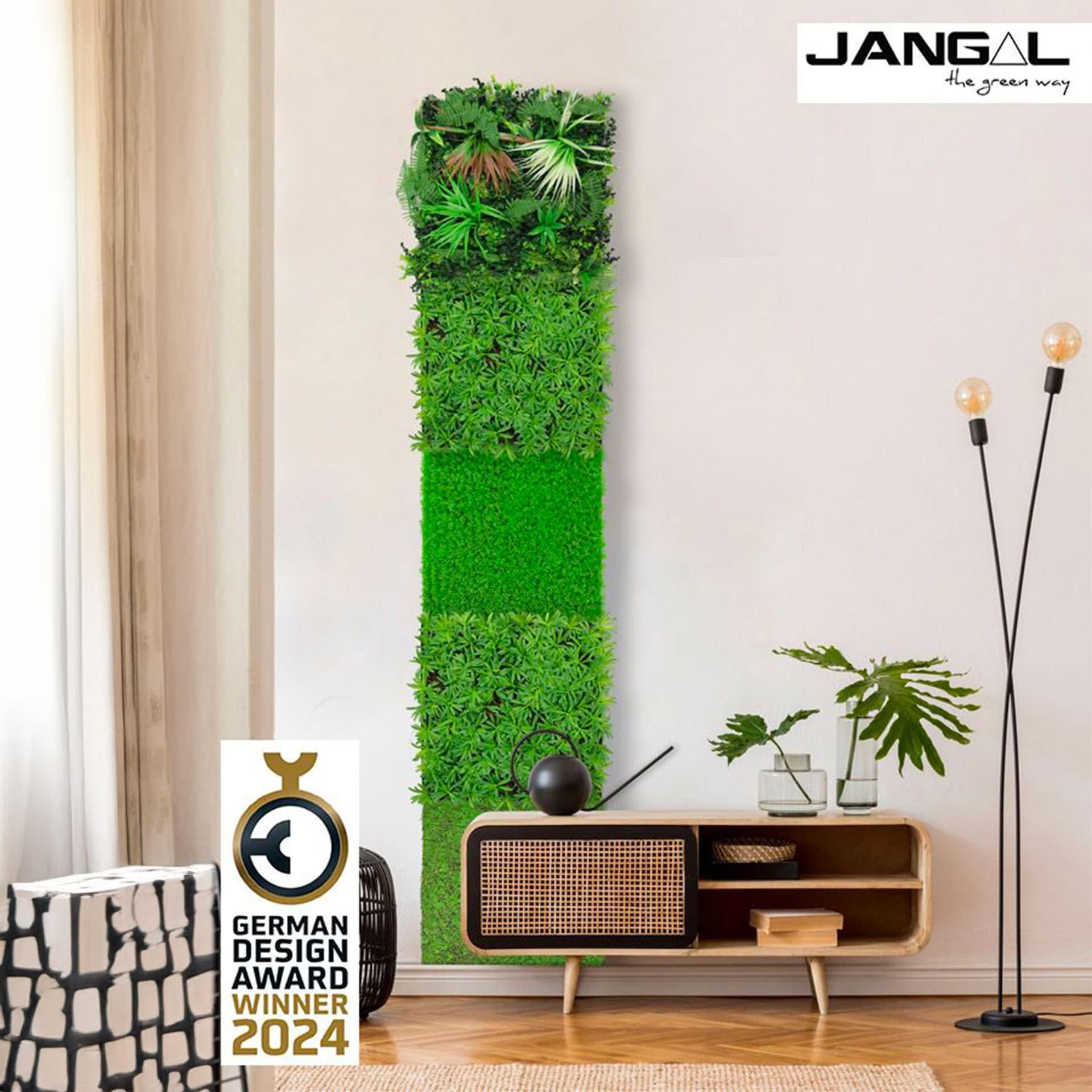 JANGAL Pannelli acustici Modulabili in FLORA sintetica ULTRAREALISTICA 52x52cm mod. BRIGHT GREEN - Eternal Parquet